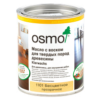 Масло с воском для твёрдых экзотических пород древесины Osmo Klarwachs 1101 бесцветное шелковисто-матовое 0,125 л