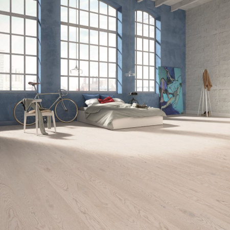 Паркетная доска Baltic Wood Дуб коттедж Фрости и фрости лак однополосный Oak FROSTY & FROSTY