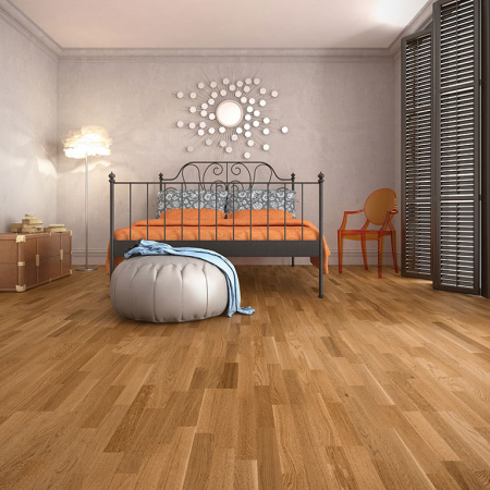 Паркетная доска Baltic Wood Дуб классик Амбер и амбер лак трехполосный Oak AMBER & AMBER