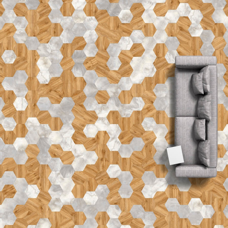 Виниловый пол Moduleo Moods Big Hexagon Cloud Stone 46134