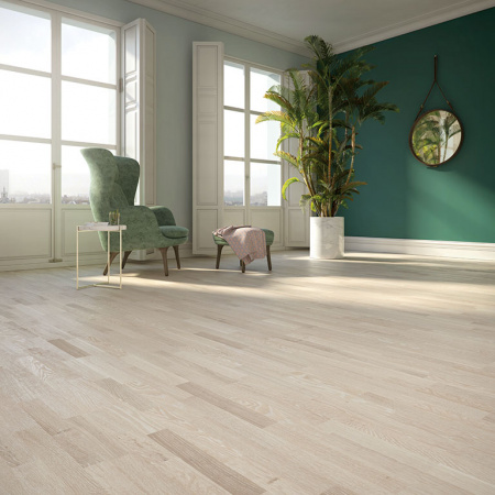 Паркетная доска Baltic Wood Дуб классик Айвори и крим лак трехполосный Oak IVORY & CREAM