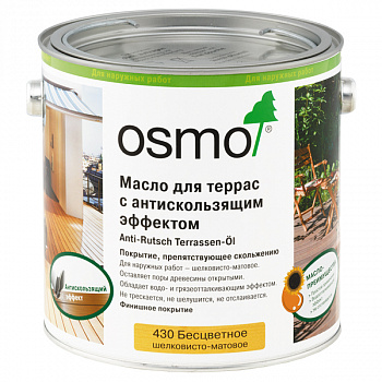 Масло для террас с антискользящим эффектом Osmo Anti-Rutch Terrassen Ol 430 бесцветное шелковисто-матовое Бесцветное шелковисто-матовое 430 2,5 л