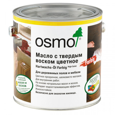 Цветное масло с твердым воском для дерева Osmo Hartwachs-Ol Farbig Мед прозрачное 3071 2,5 л